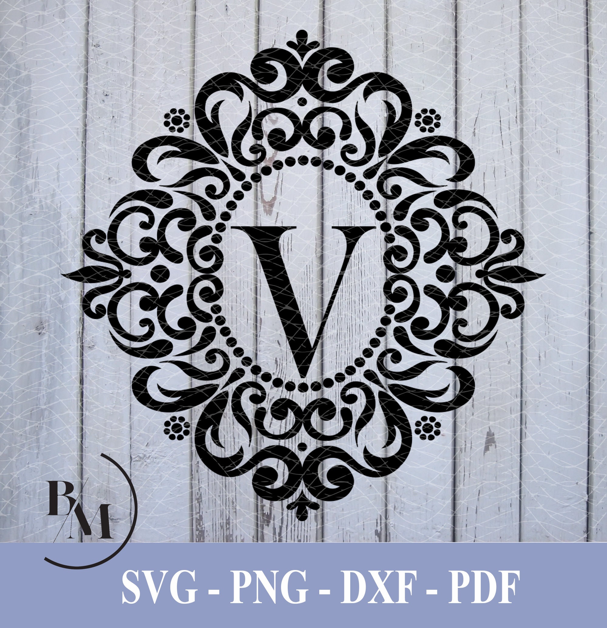 Download V-Monogram Letter svg png pdf dxf Downloadable File | Etsy