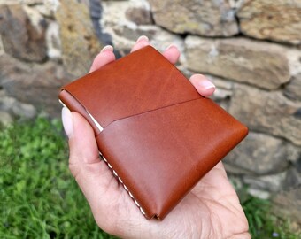 Slim compact wallet. Leather wallet. Wallet for front pocket. Mini wallet. Business card holder
