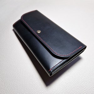 Cartera larga de cuero, Cartera de cuero para mujer, Bolso de mano, Regalo para ella