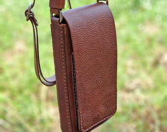 Mini borsa a tracolla in pelle fatta a mano: borsa sottile per telefono