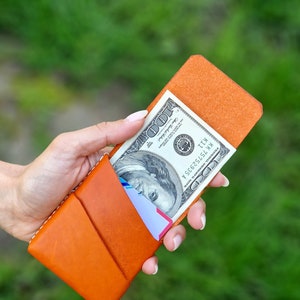 Geldbörse für die vordere Hosentasche. Schlanke kompakte Brieftasche. Leder Portemonnaie.Mini Portemonnaie. Visitenkartenhalter