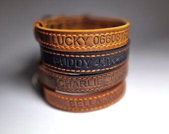 Hundehalsband. Handgefertigt. Echtes Leder. Messingbeschläge. Personalisierung durch Heißprägung.