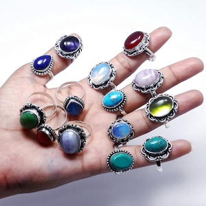 Turquoise Multi And Mix Gemstone Ring Wholesale Lot Ring 925 Sterling Silver Plated Ethnic Fashion Jewelry Handmade Ring's Men's And Women's