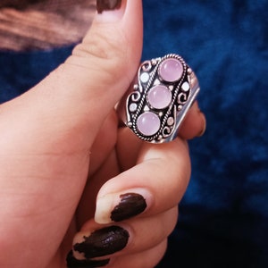 Rose Quartz Gemstone Adjustable Ring Wholesale Lot 925 Silver Plated Ethnic Fashion Jewelry Handmade Rings US Free Size