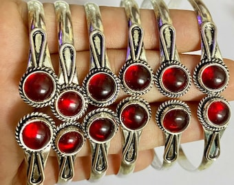 Garnet Gemstone Bangle Wholesale Lot Cuff Bangle 925 Sterling Silver Plated Handmade Jewelry, wholesale Girl's Ans Boys Beautiful Bangle Lot