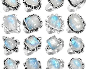 Rainbow Moonstone Gemstone Ring Wholesale Lot Ring 925 Sterling Silver Plated Handmade Jewelry, wholesale jewelry Men's Women Ring's