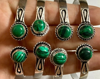 Malachite Gemstone Bangle Wholesale Lot Cuff Bangle 925 Sterling Silver Plated Handmade Jewelry, Girl's And Boy's Beautiful Bangle Lot