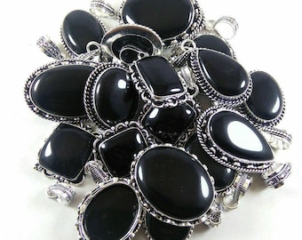 Black Onyx Gemstone Pendant Wholesale Lots 925 Sterling Silver Plated Jewelry Charm Pendants Boy's & Girl's Beautiful Wedding Lockets Gifts