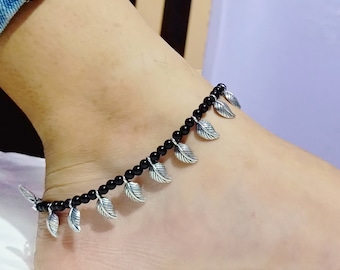 Oxidized Indian Traditional Anklets Sterling Silver Plated Handmade Leaf design Anklets For Girl's And Women's Wedding Gift's Anklet