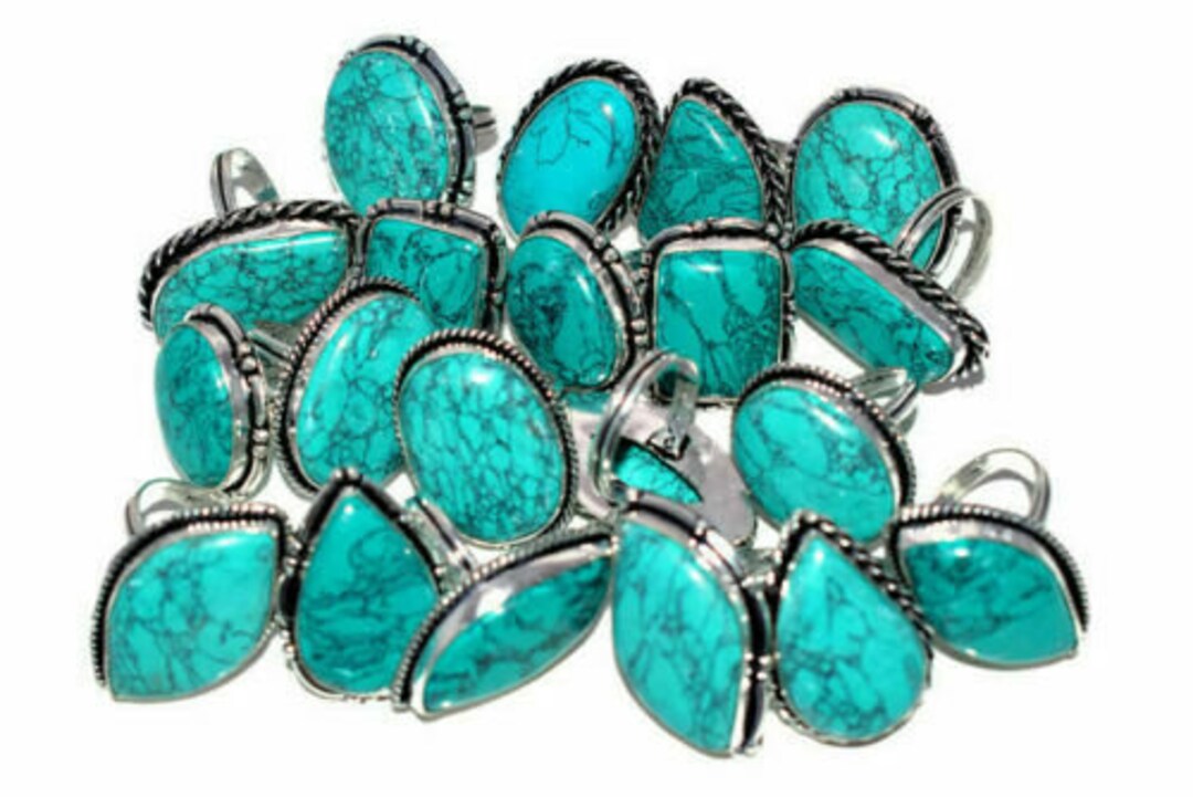 Turquoise Gemstone Ring Wholesale Lot Ring 925 Sterling Silver Etsy