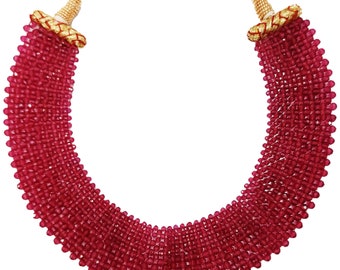Collier de perles en spinelle rouge, collier ras de cou pour filles comme un beau collier de pierres précieuses, cadeau de vente de Noël, bijoux faits main