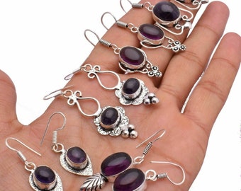 Amethyst Gemstone Earring Wholesale Lot 925 Sterling Silver Plated Jewelry Earring Handmade Jewelry Beautiful Gils Dangles Earrings