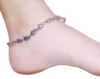 Oxidized Anklets Sterling Silver Plated Handmade Elephant design Boho And Hippies Anklets For Girl's And Women's Wedding Gift's Anklets