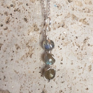 Rainbow labradorite crystal necklace  Raw labradorite necklace Labradorite teardrop pendant Flashy labradorite jewelry