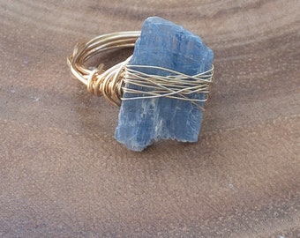Kyanite Ring, Raw stone Jewelry Gold Ring, Ring Gold, Rings for women, Gifts For Women, September birth stone.