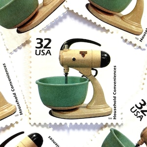 10 Vintage Unused Mixmaster Stamps / Celebrate the Century 1930 Household Conveniences USPS Postage / 32 cents US