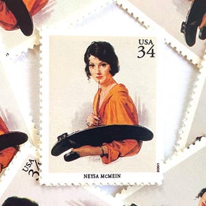 10 Vintage Unused Neysa McMein Mail Stamps / American Illustrators McCall’s Magazine USPS Postage / 34 cents US