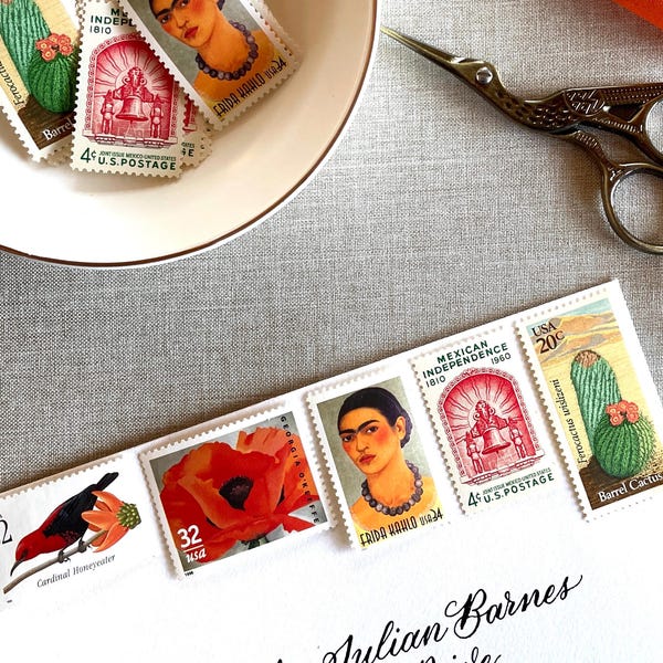 Vintage Unused Mexico Inspired Postage Set 2 oz. /  For 10 Letters  /  Mexican Wedding USPS Stamps