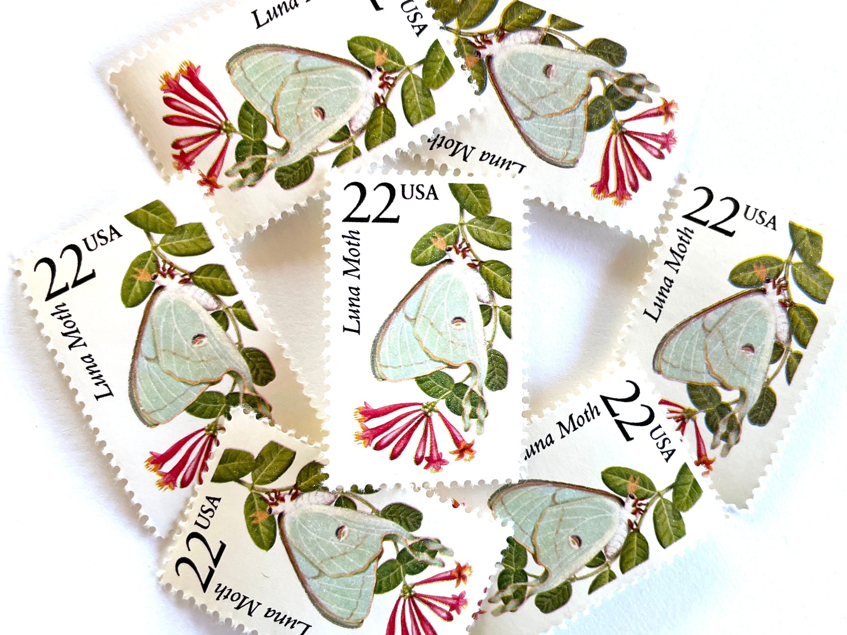 10 Vintage Unused Luna Moth Mail Stamps / North American Wildlife USPS ...