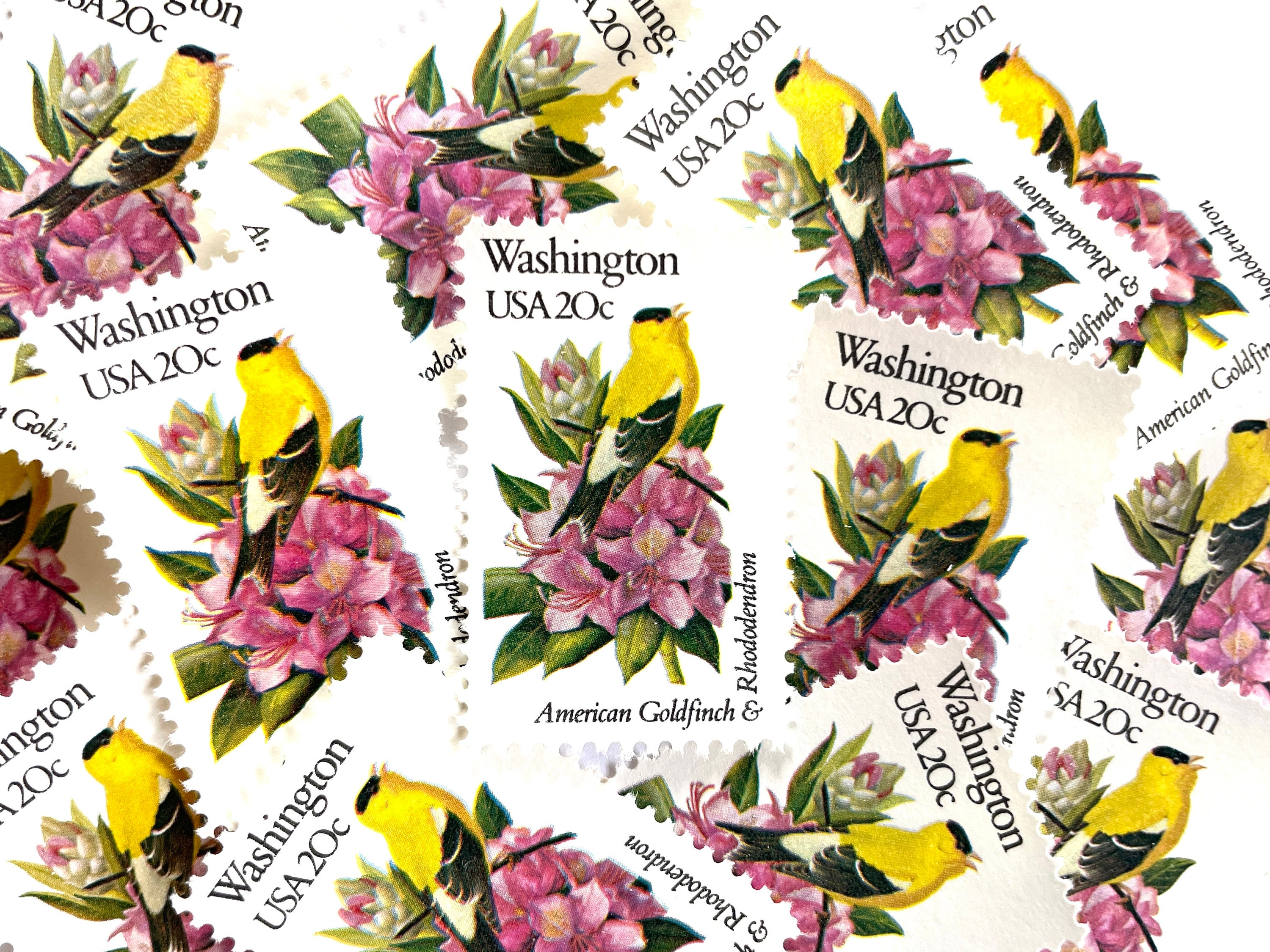 10 Vintage Unused Washington State Bird and Flower Mail Stamps ...
