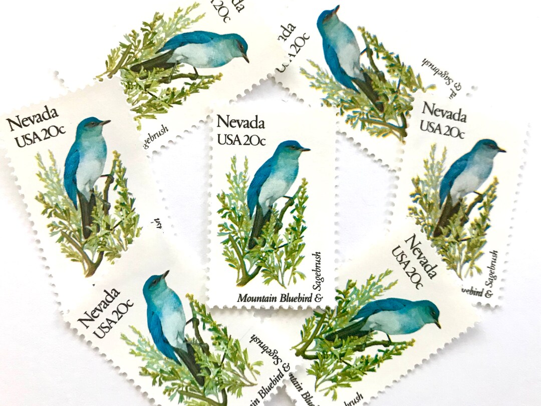 10 Vintage Unused Nevada State Bird and Flower Mail Stamps / Mountain ...