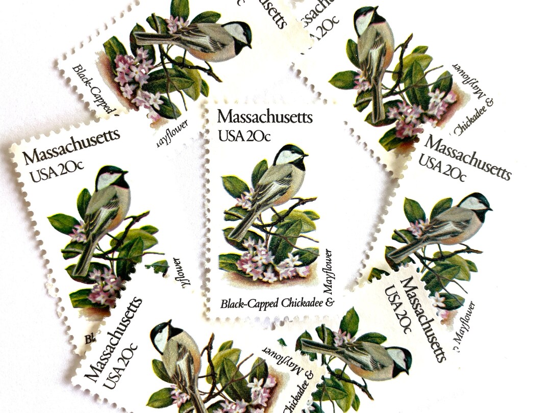 10 Vintage Unused Massachusetts State Bird and Flower Mail Stamps ...