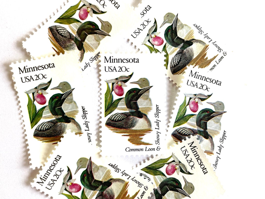 10 Vintage Unused Minnesota State Bird and Flower Mail Stamps / Common ...