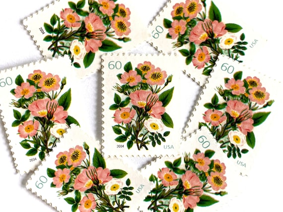 10 Vintage Unused Garden Botanical Stamps / Bridal Bouquet Wedding Series  USPS Postage / 60 Cents US 