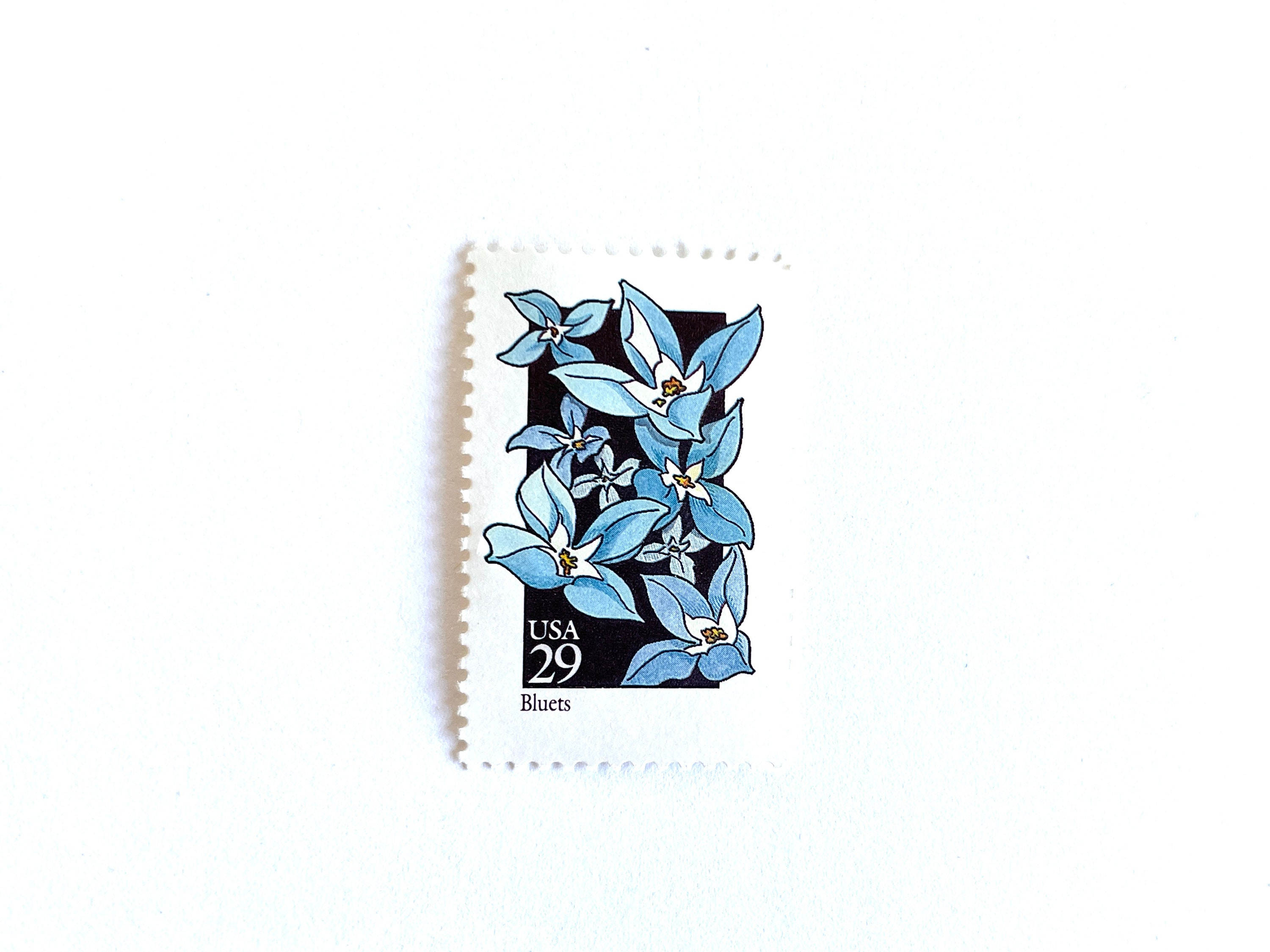 10 Blue Herb Flower Stamps // Rare Unused Blue Floral Postage // Blue  Botanical Flower Postage Stamps for Mailing