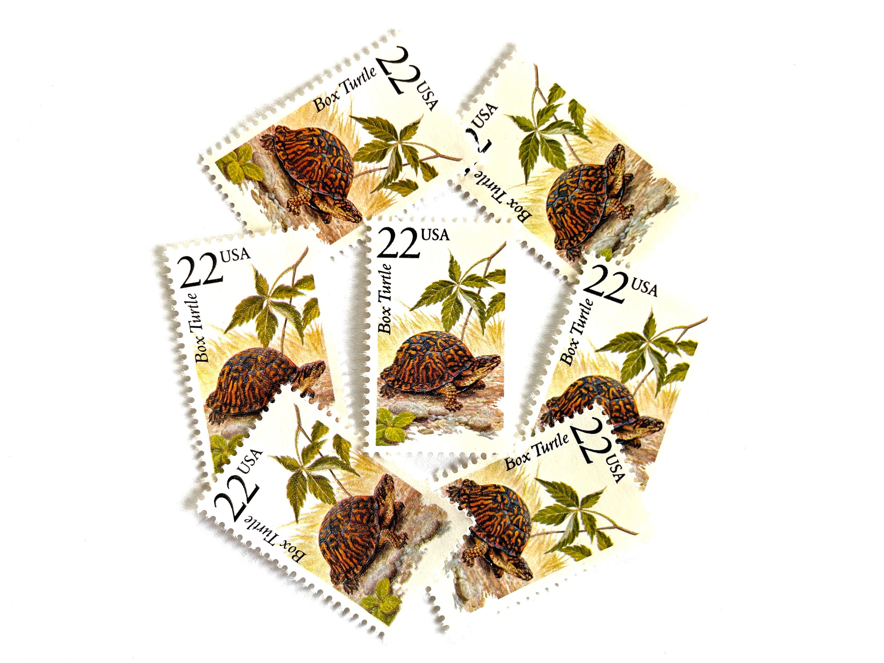 Turtle Mail 10 Vintage Unused Box Turtle Mail Stamps / North American Wildlife USPS ...