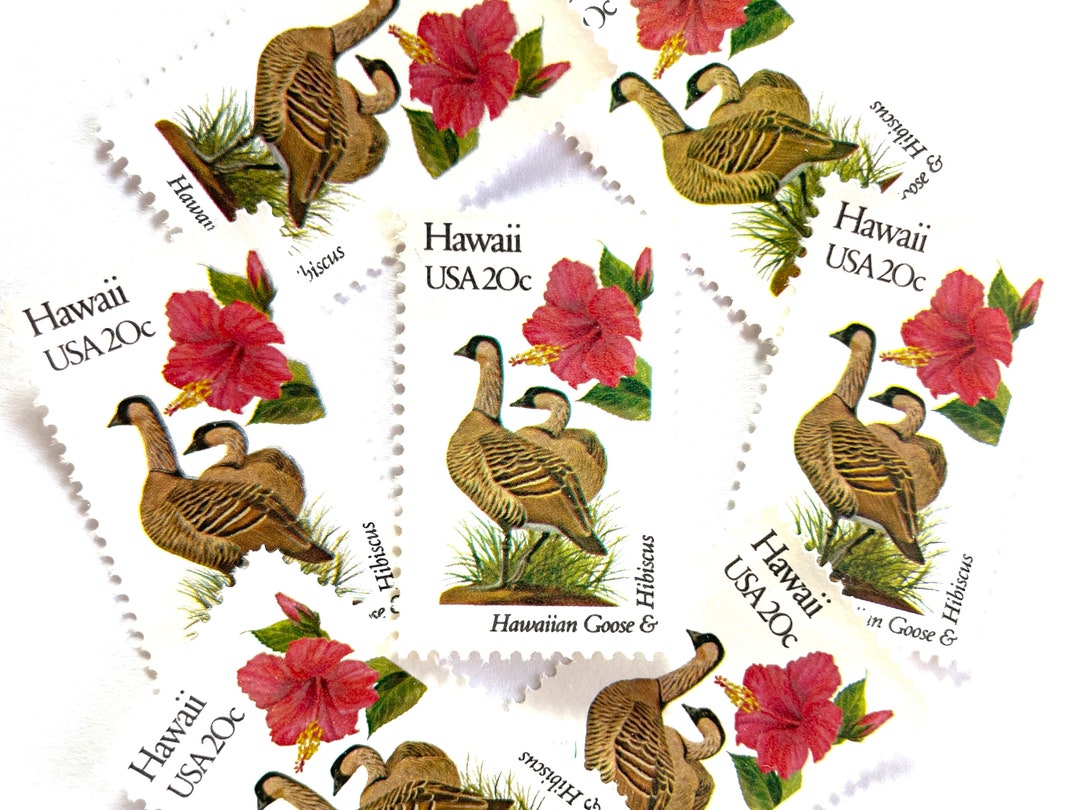 10 Vintage Unused Hawaii State Bird and Flower Mail Stamps / Nene ...