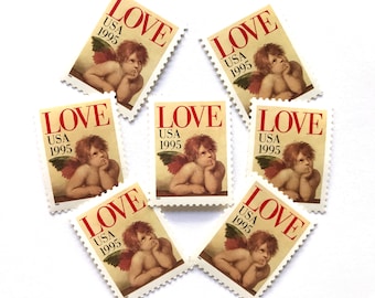 20 Vintage Unused Love 1995 Cherub Stamps / Love Series Cupid Angel USPS Postage / Non Denominated 32 cents US