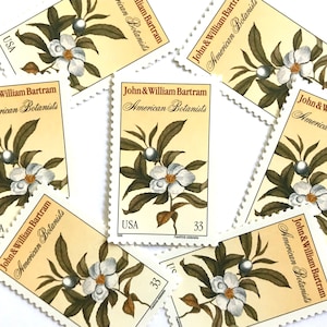 John and William Bartram 33 cent each Camellia Flowers American Botanists Unused US Vintage Postage Stamps