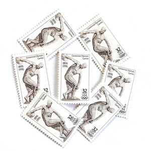10 Vintage Unused Discus Thrower Mail Stamps / Centennial Olympic Games ...