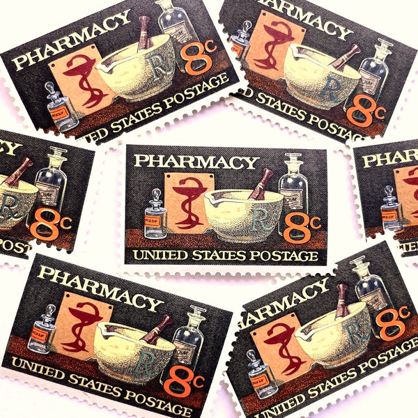 20 Unused Pharmacy Mail Stamps / Halloween Potion USPS Postage / 6 Cent Stamp