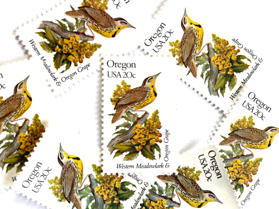 10 Vintage Unused Oregon State Bird and Flower Mail Stamps / Western ...
