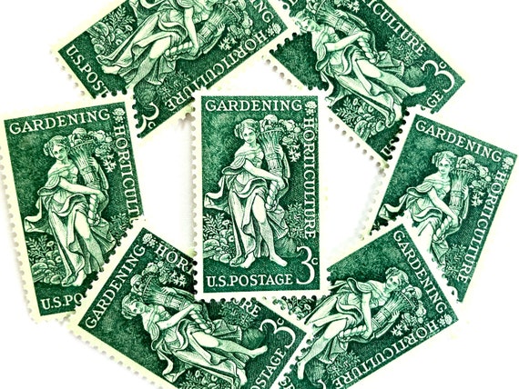 20 Vintage Unused Gardening & Horticulture Mail Stamps / Green USPS Postage / 3 cents US