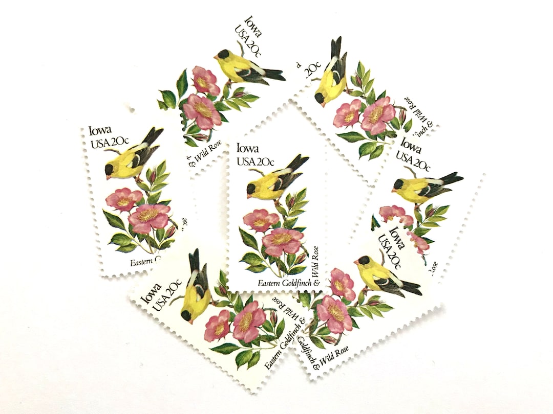10 Vintage Unused Iowa State Bird and Flower Mail Stamps / Eastern ...