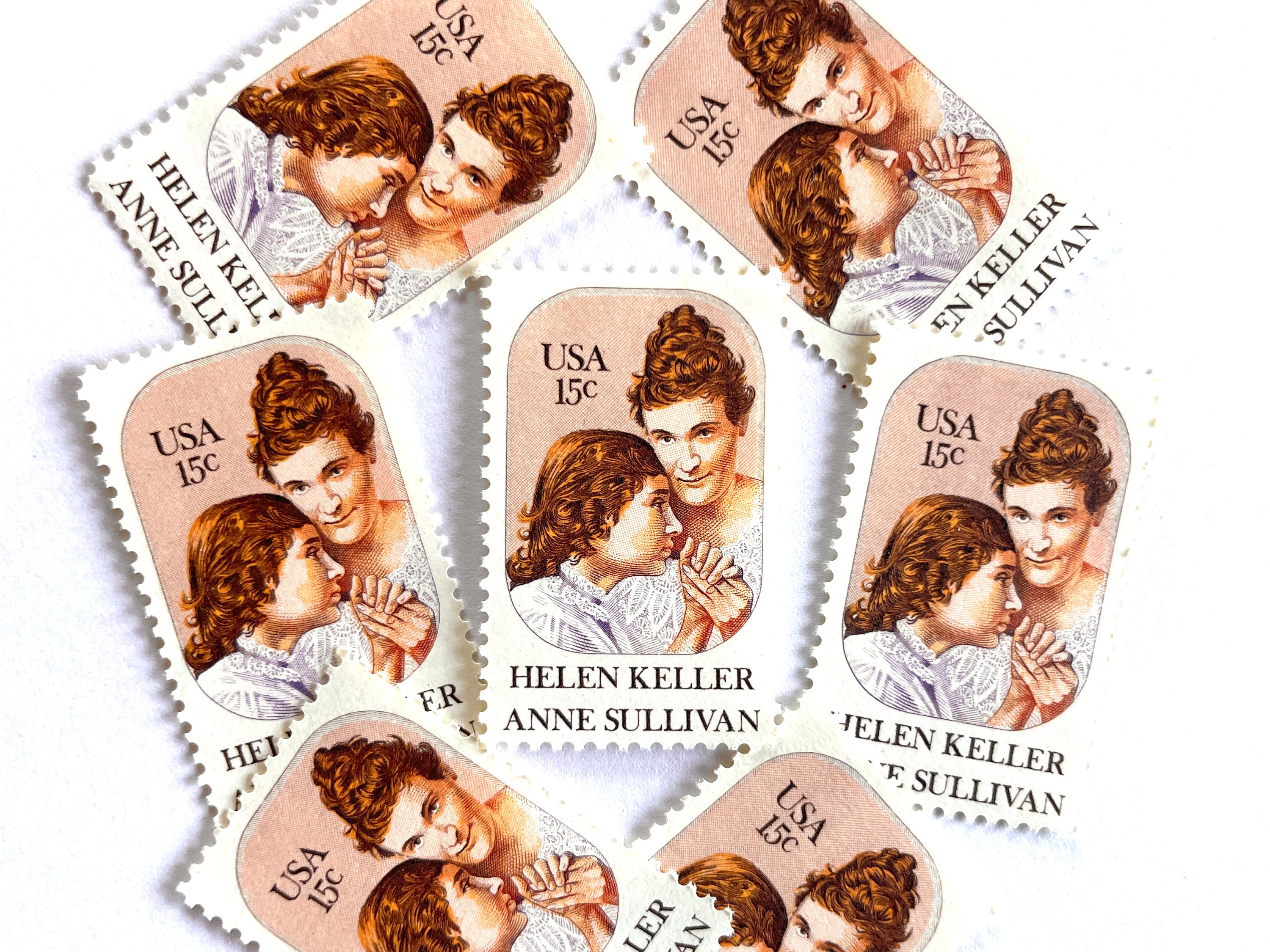 20 Vintage Unused Helen Keller Mail Stamps / Anne Sullivan USPS  display picture 1