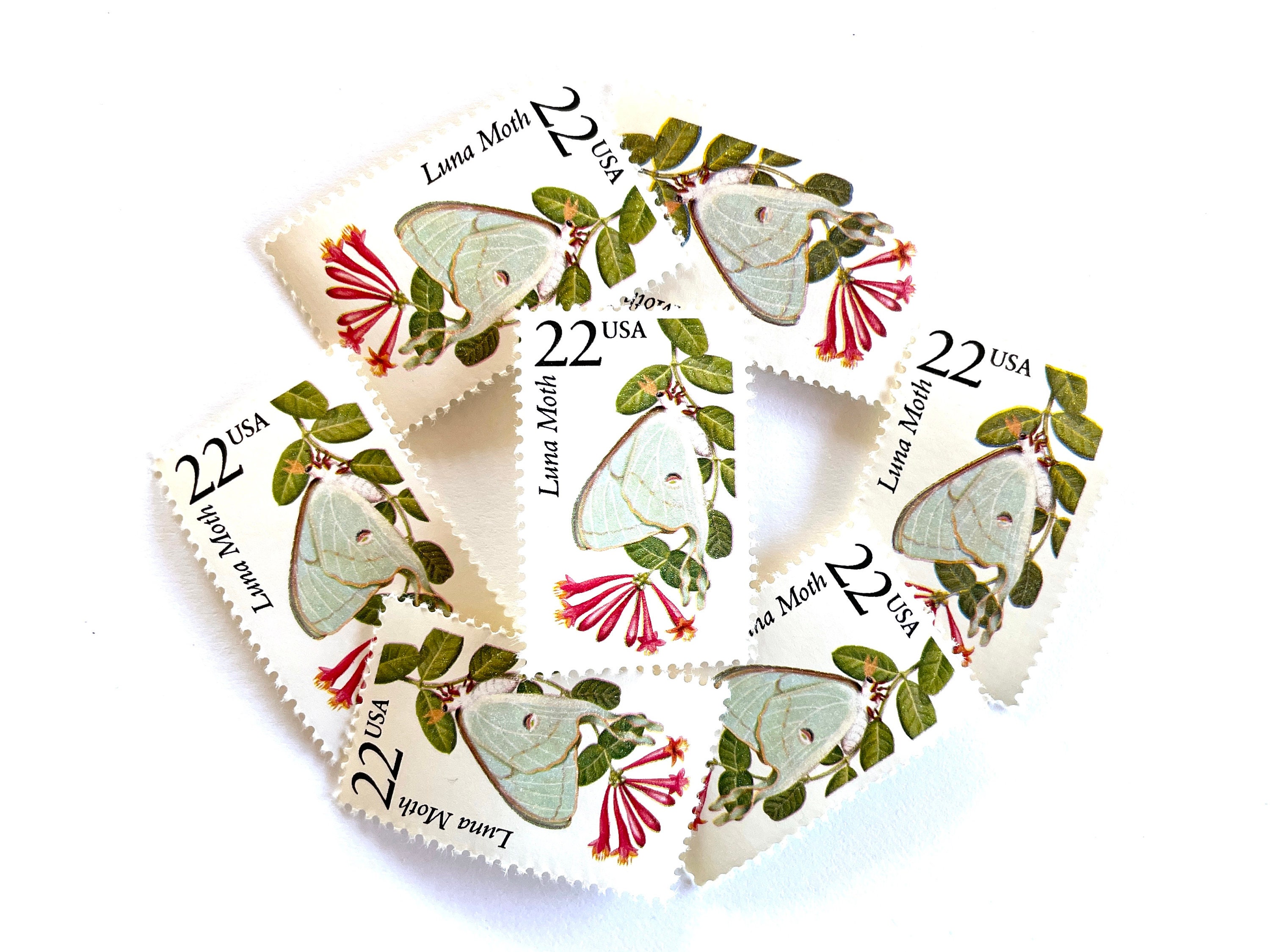10 Vintage Unused Luna Moth Mail Stamps / North American Wildlife USPS ...