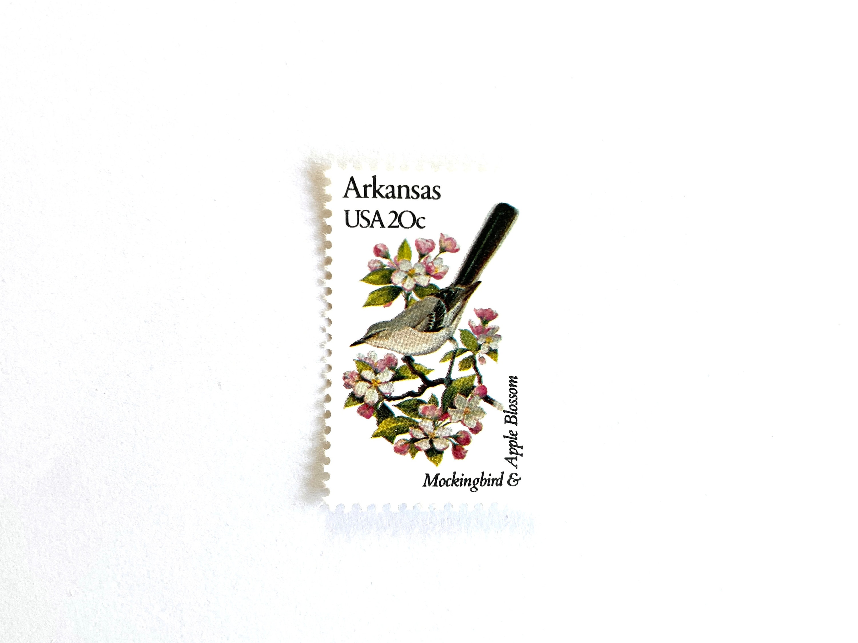 10 Vintage Unused Arkansas State Bird and Flower Mail Stamps ...