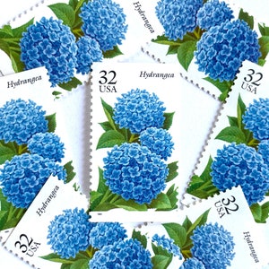 10 Blue Herb Flower Stamps // Rare Unused Blue Floral Postage