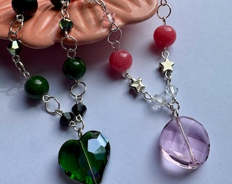 Naszyjniki z koralików inspirowane Wicked Inspired, naszyjniki przyjaźni, wisiorki w kształcie serca i koła, zielone, czarne, różowe, białe, srebrne