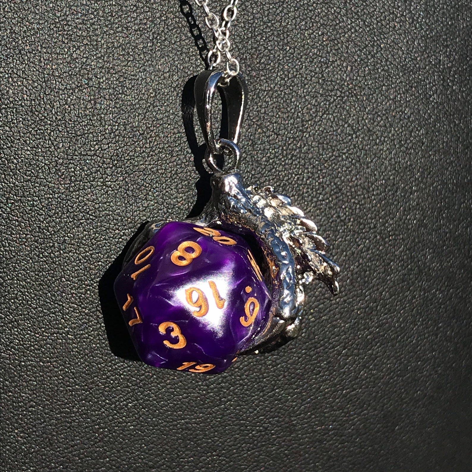 Dice D20, D12, D10, D8, D6, and D4 Silver Colored Claw Inspired Chain ...