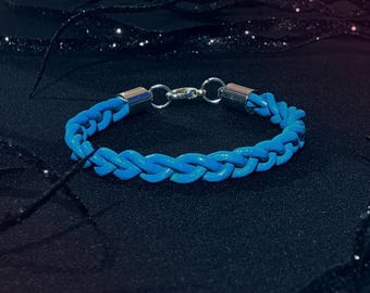 Braided Blue Leather Bracelet with Clasps, Jewelry, Leather Jewelry