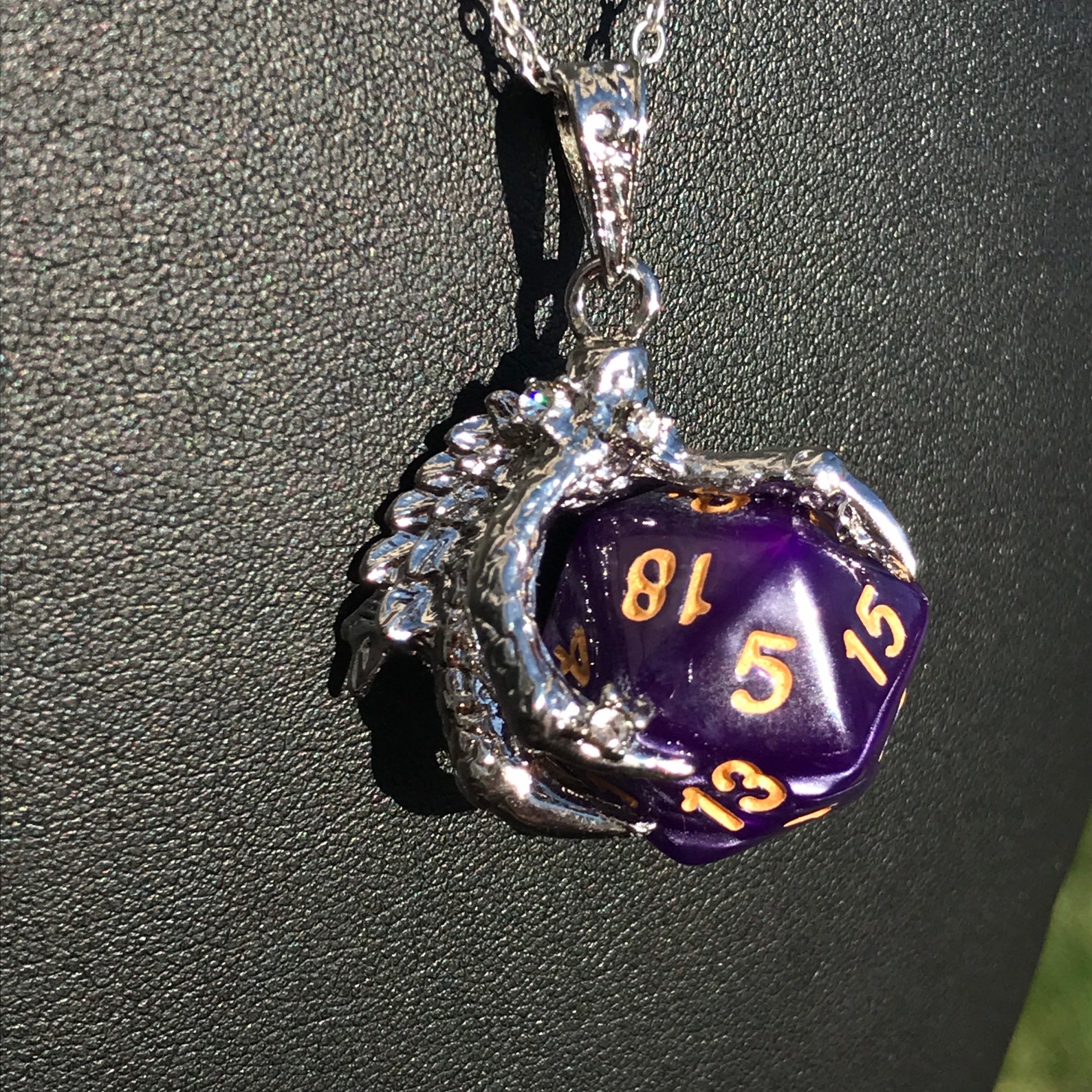Dice D20, D12, D10, D8, D6, and D4 Silver Colored Claw Inspired Chain ...