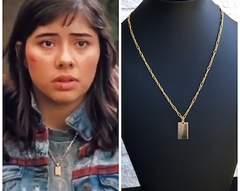 America Chavez Doctor Strange in the Multiverse of Madness Gold Chain Necklace with Gold Rectangle Pendant