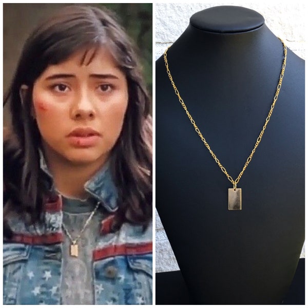 America Chavez Doctor Strange in the Multiverse of Madness Gold Chain Necklace with Gold Rectangle Pendant