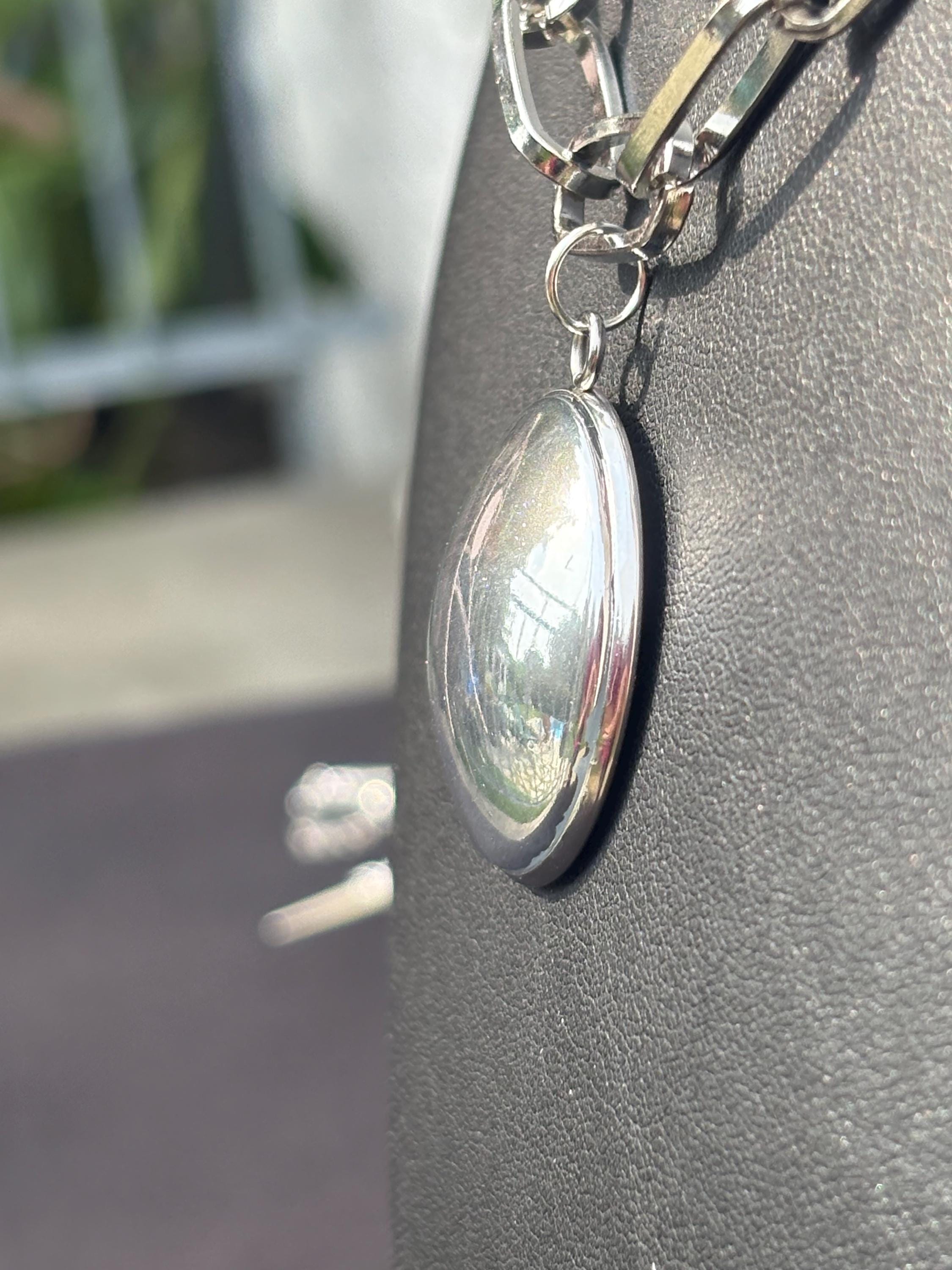 Tuscany Silver Collana Donna In Argento 925 Con Pendente Rotondo In Madreperla Naturale E Catena Grumetta, 46cm