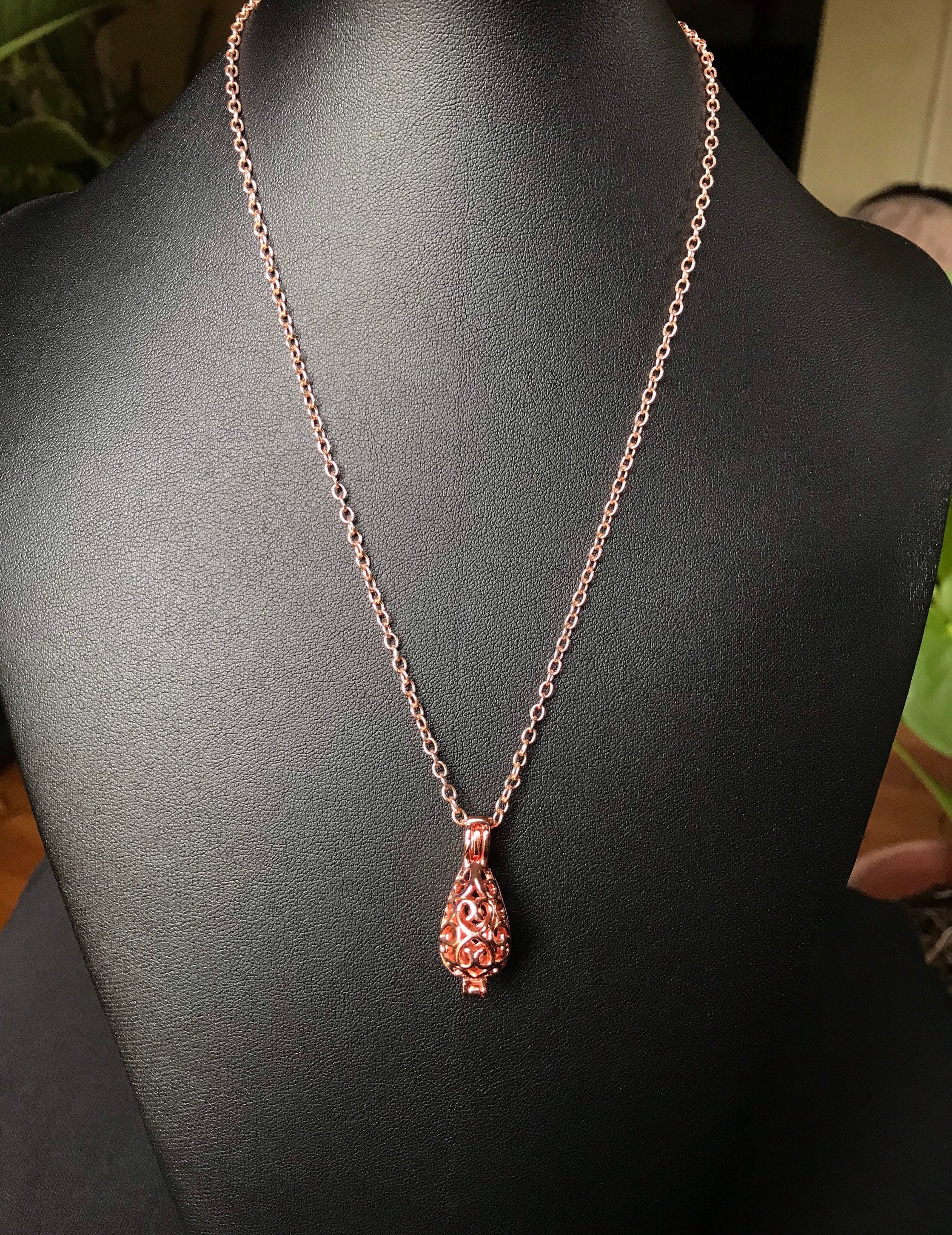 Rose Gold Chain Necklace With Cage Pendant Etsy UK